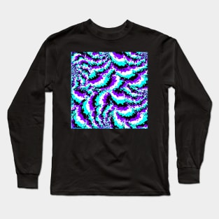 Turquoise Purple Black and White Squiggles Long Sleeve T-Shirt